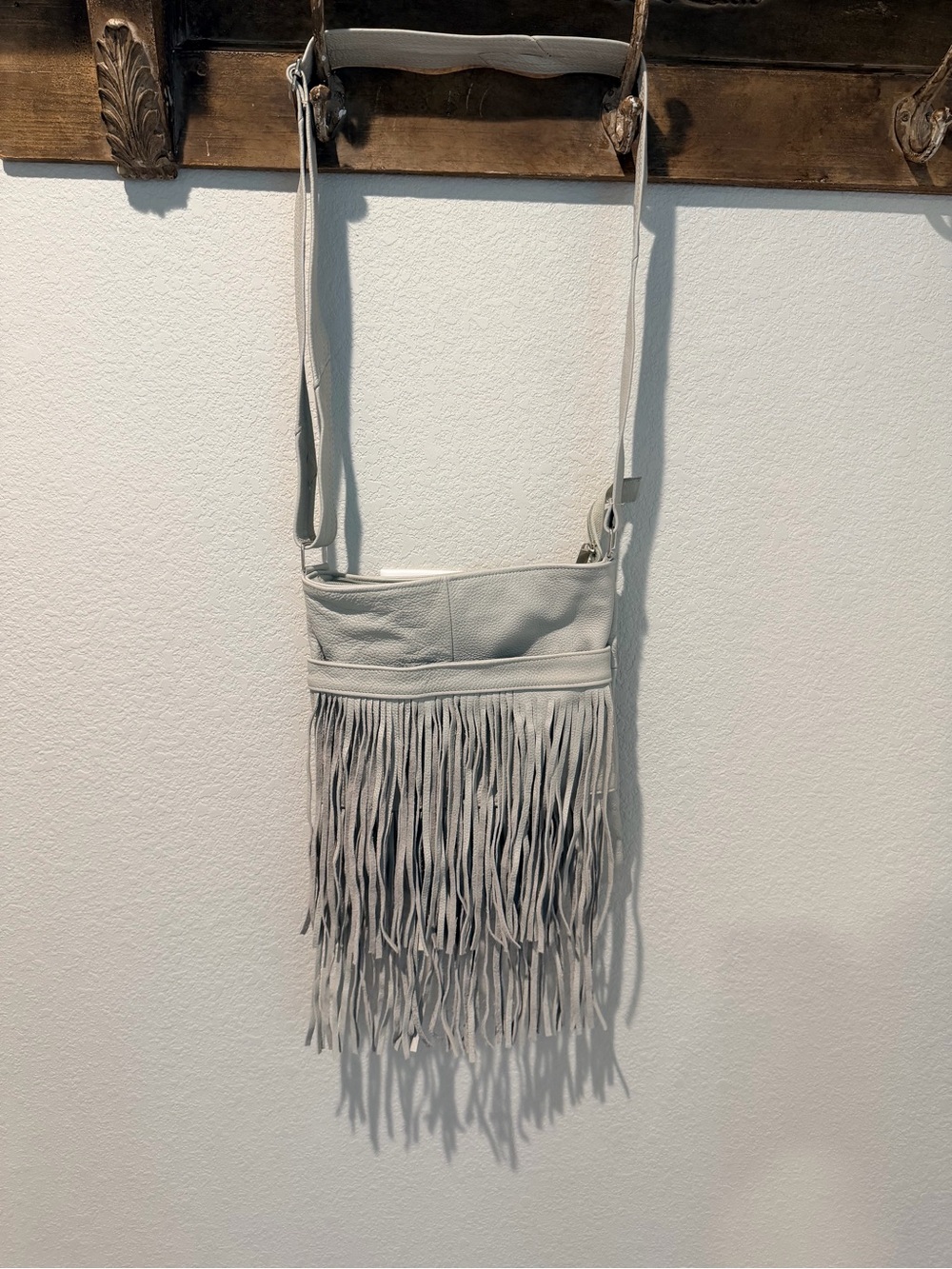 Fringe Crossbody Bag in Light Gray - Stylish Womens Shoulder Bag